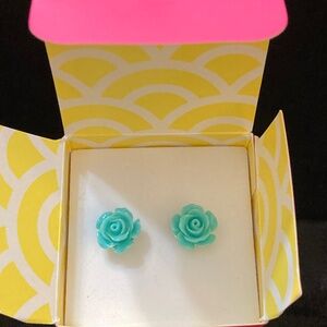 ORIGAMI OWL STUD EARRINGS AQUA ROSE